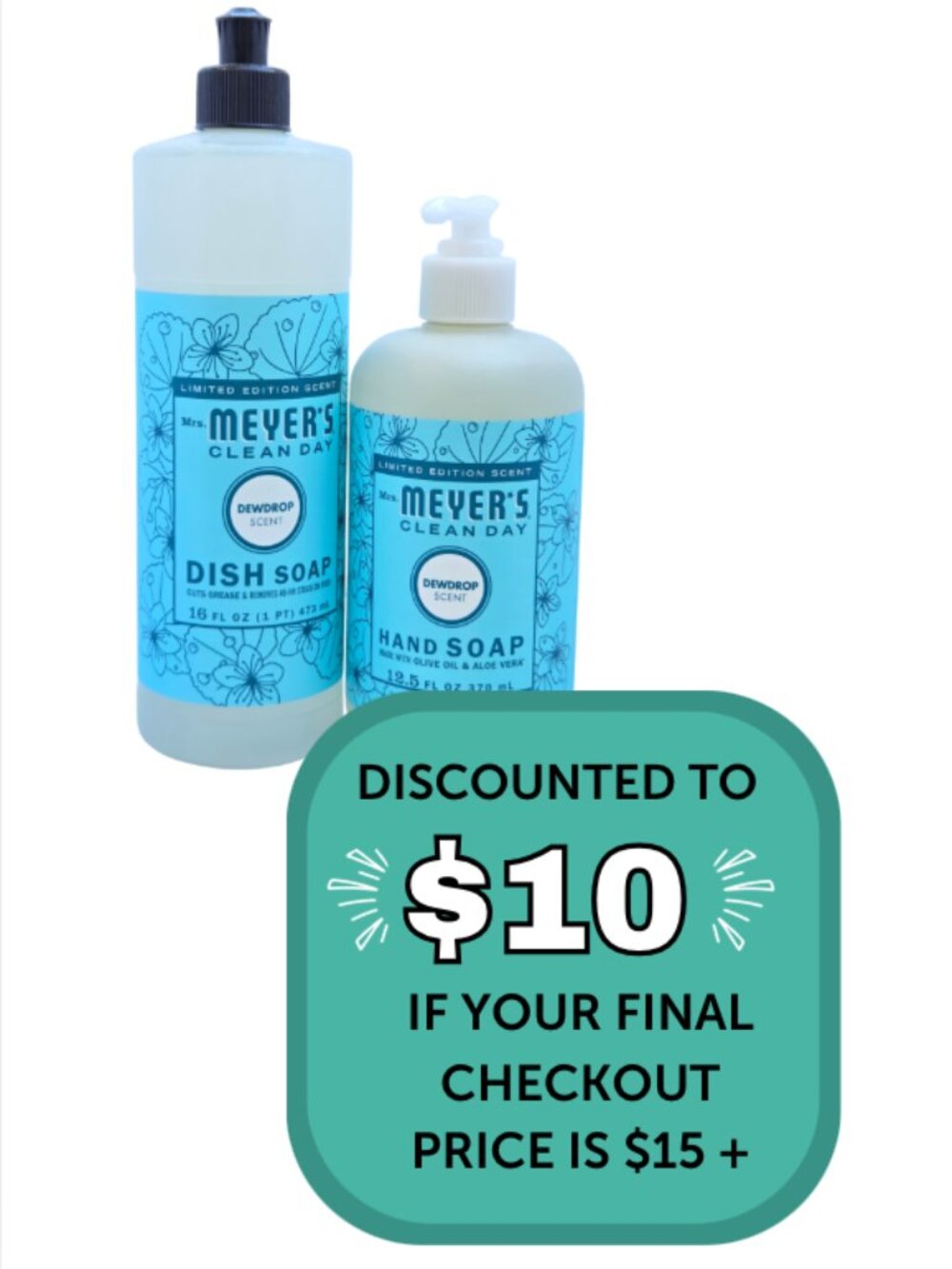 $8 When Bundled with $7+ Mrs. Meyer's Dewdrop Soap Duo - Picture 3 of 7